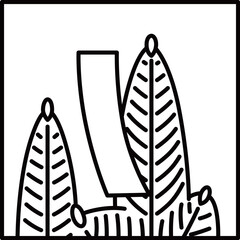 線画正方形シンプル花札　睦月　松　赤短　1月　松に赤短