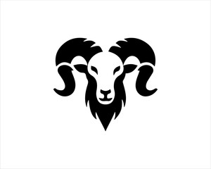 Silhouette Goat Logo Design Icon Symbol Vector Template. Black Goat Head Logo Vector Illustration 