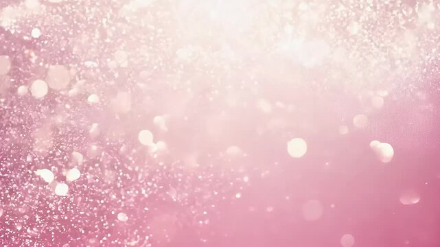 A soft pink background filled with shimmering light and delicate bokeh effects.