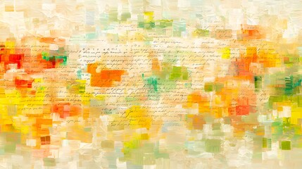 Abstract Manuscript: A blurred background of crumpled papers, overlaid with snippets of handwritten text. The words remain indecipherable, inviting interpretation. 