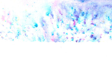 Gentle Multicolor Watercolour Paint on a White Background Drips and Lines