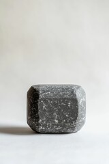 Gray speckled dumbbell on white background.