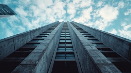 Obraz premium Brutalist skyscrapers with towering concrete facades and angular, minimalist designs