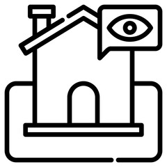 house viewing. vector single icon with a dashed line style. suitable for any purpose. for example: website design, mobile app design, logo, etc.