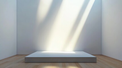 Fototapeta premium Minimalist display platform with soft lighting, perfect for showcasing products in a clean environment.