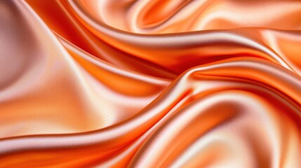 Fototapeta premium A close-up view of smooth, flowing orange satin fabric.