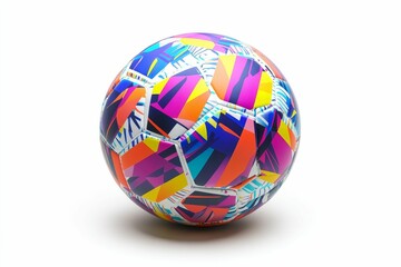 Colorful soccer ball on white background.