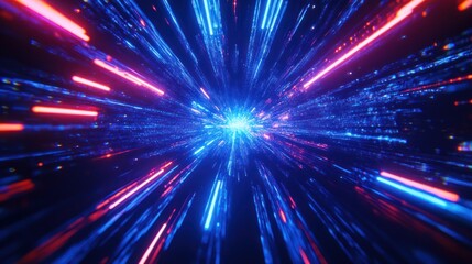 Fototapeta premium Hyperspace Tunnel - A Futuristic Journey