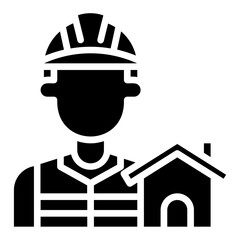 house builder. vector single icon with a solid style. suitable for any purpose. for example: website design, mobile app design, logo, etc.