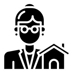 real estate agent. vector single icon with a solid style. suitable for any purpose. for example: website design, mobile app design, logo, etc.