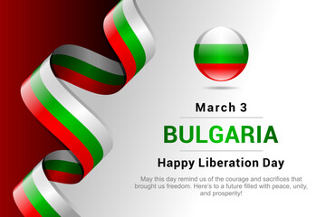 Bulgaria Independence Day banner design with flag ribbon