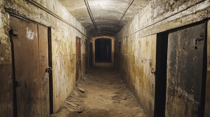 Obraz premium Underground abandoned bunkers, once secret, now forgotten and covered in dust