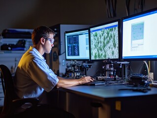 Remote laboratory monitoring with scientists overseeing experiments from a distant location