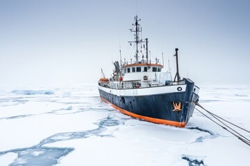 Fototapeta premium Polar expeditions researching the effects of global warming on ice sheets and polar wildlife