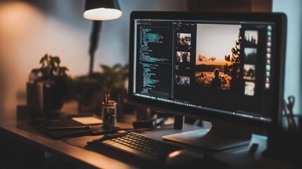  editing images on a computer with editing software, preparing images for upload