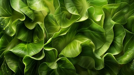 Vibrant close-up of fresh green oak leaves, packed with nutrients and ready to be enjoyed in a healthy salad.