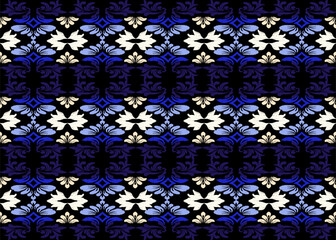 Ikat floral paisley embroidery ethnic traditional pattern Geometric ethnic floral pattern Thai silk embroidery design for decorative home carpet curtain pillow blue geometric pattern 