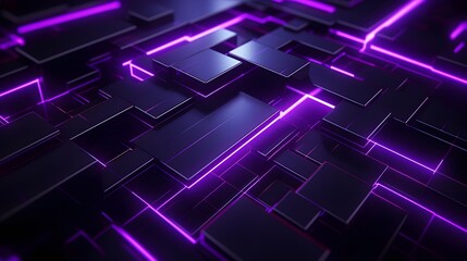 Obraz premium 3d rendering of purple and black abstract geometric background. Scene for advertising, technology, showcase, banner, game, sport, cosmetic, business, metaverse. Sci-Fi Illustration. Product display