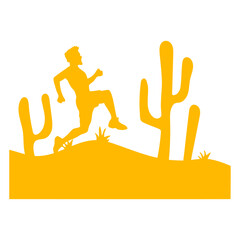 Cacti Desert Man Running Fast Funny Running Fun Spines Plant Thorny Stinger Spine Green Botanical Nature Cool Fun Sahara Plant Lover Isolated T-Shirt Poster Sticker Print Illustration Vector Design