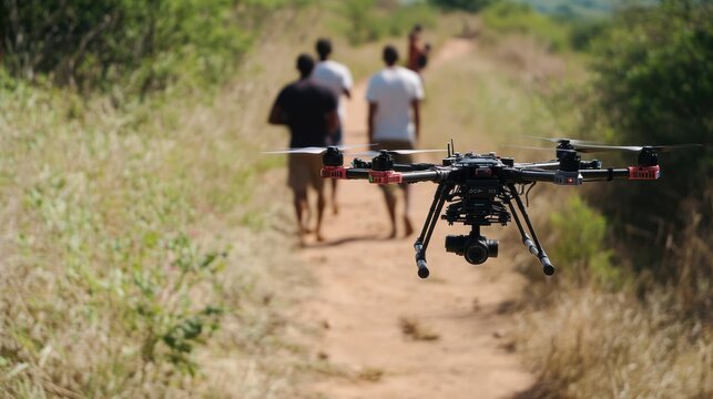 Field research using drone mapping technology to survey and map large remote areas