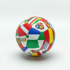 Obraz premium Soccer ball with flags of many nations.