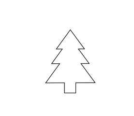 black outline of a Christmas tree on a white background