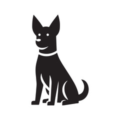 Dog collection, sticker,  Dog outline , Sitting dog silhouette vector, icon, symbol isolated on white background.