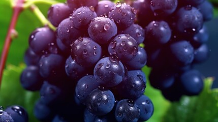 Fresh Grapes with Water Drops