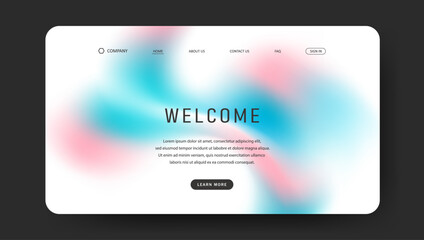 Abstract wave futuristic design of landing page. retro gradient mesh website design