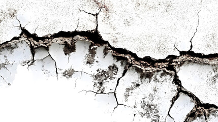 Abstract cracked concrete texture on a transparent background. isolated background.