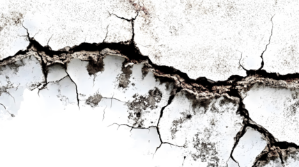 Abstract cracked concrete texture on a transparent background. isolated background.