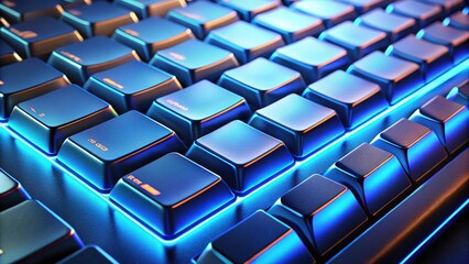 Fototapeta premium Conceptual Keyboard SAN Blue Key Photography, Abstract Storage Area Network