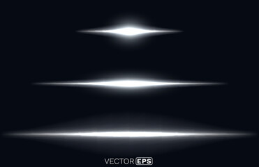 Laser light beam on black background. Vector illustration
