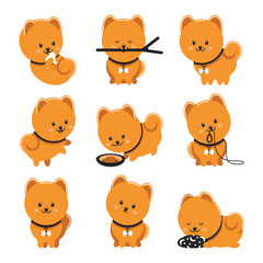 Cute dog collection. Vector flat design.