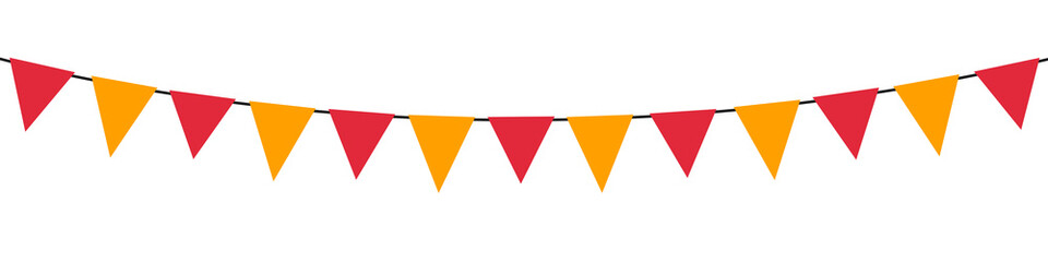 Bunting flags on white background. Design elements of fall concept for Thanksgiving Day and Autumn season.