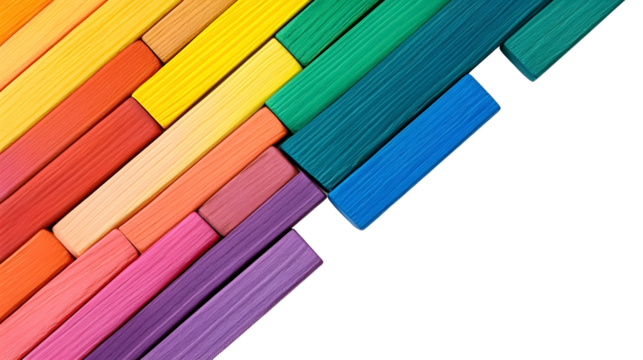Abstract rainbow-colored wood on a transparent background. isolated background.