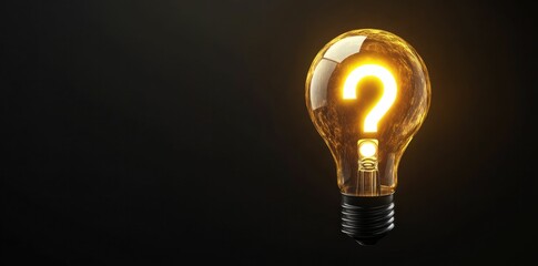 light bulb, question mark, creativity, idea, illumination, innovation, conceptual image A glowing light bulb with a question mark illuminates a dark background, symbolizing curiosity and creative th