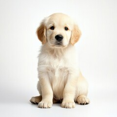 golden retriever puppy on white background