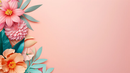 Obraz premium Elegant Floral Paper Art on Peach Background for Women's Lifestyle