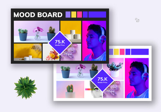 Creative Mood board Layout With Dark & Light Accents