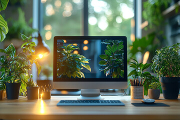 "Modern ergonomic office workspace showcasing cutting-edge technology and professional organization, ideal for boosting productivity in contemporary corporate environments