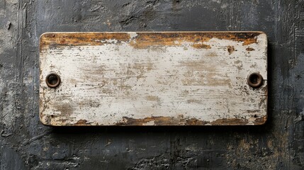 Weathered Wooden Sign on Rustic Wall Background