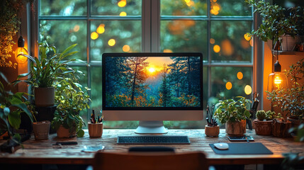 "Modern ergonomic office workspace showcasing cutting-edge technology and professional organization, ideal for boosting productivity in contemporary corporate environments