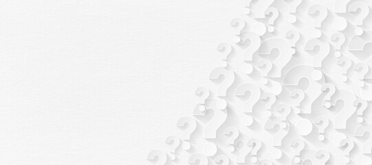 Question mark design with copy space on white background