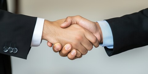 Obraz premium A close-up of two hands shaking in a professional business agreement.