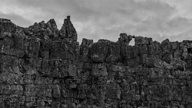 Logberg / Thingvellir / Iceland / monochrome