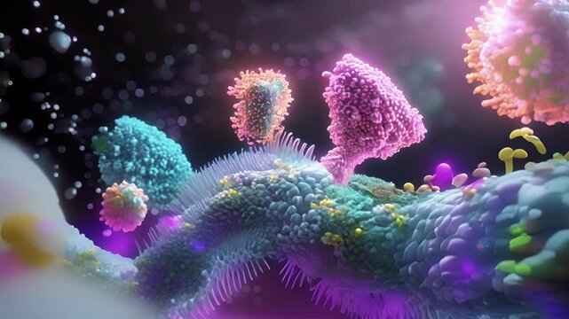 A series of images showing the activation and internalization of a cell membrane receptor upon binding to its ligand providing a closer look at the process of endocytosis.