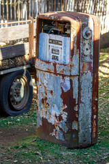 Rusty vintage gas pump