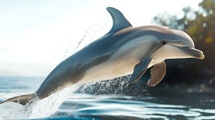 Fototapeta premium Dolphin Leaping Through the Waves