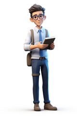 Men white background technology examining.